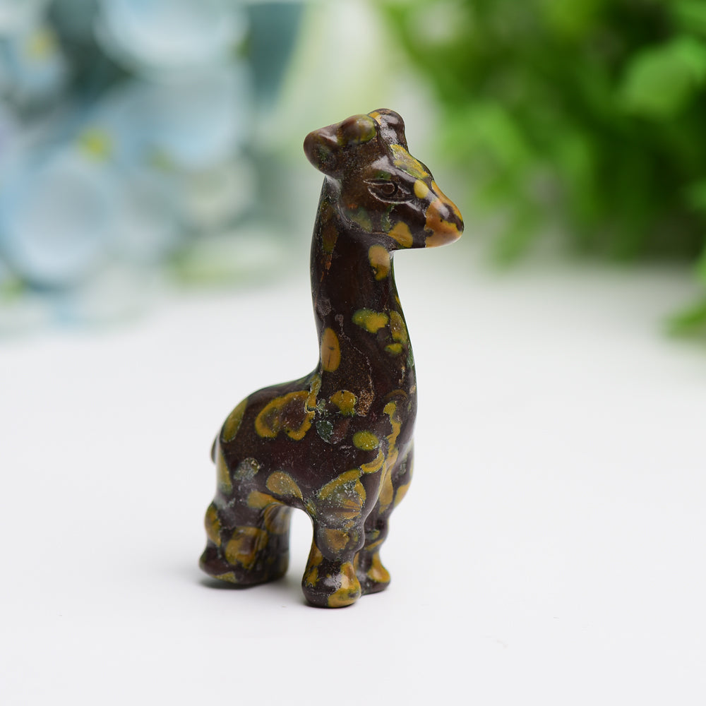 2.4" Mixed Crystal Giraffe Animal Crystal Carving