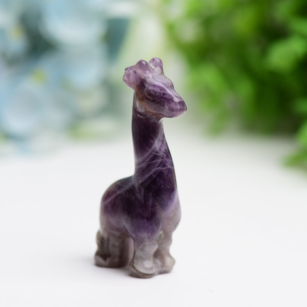 2.4" Mixed Crystal Giraffe Animal Crystal Carving
