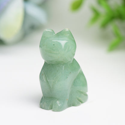 1.5" Mixed Crystal Cat Animal Crystal Carving