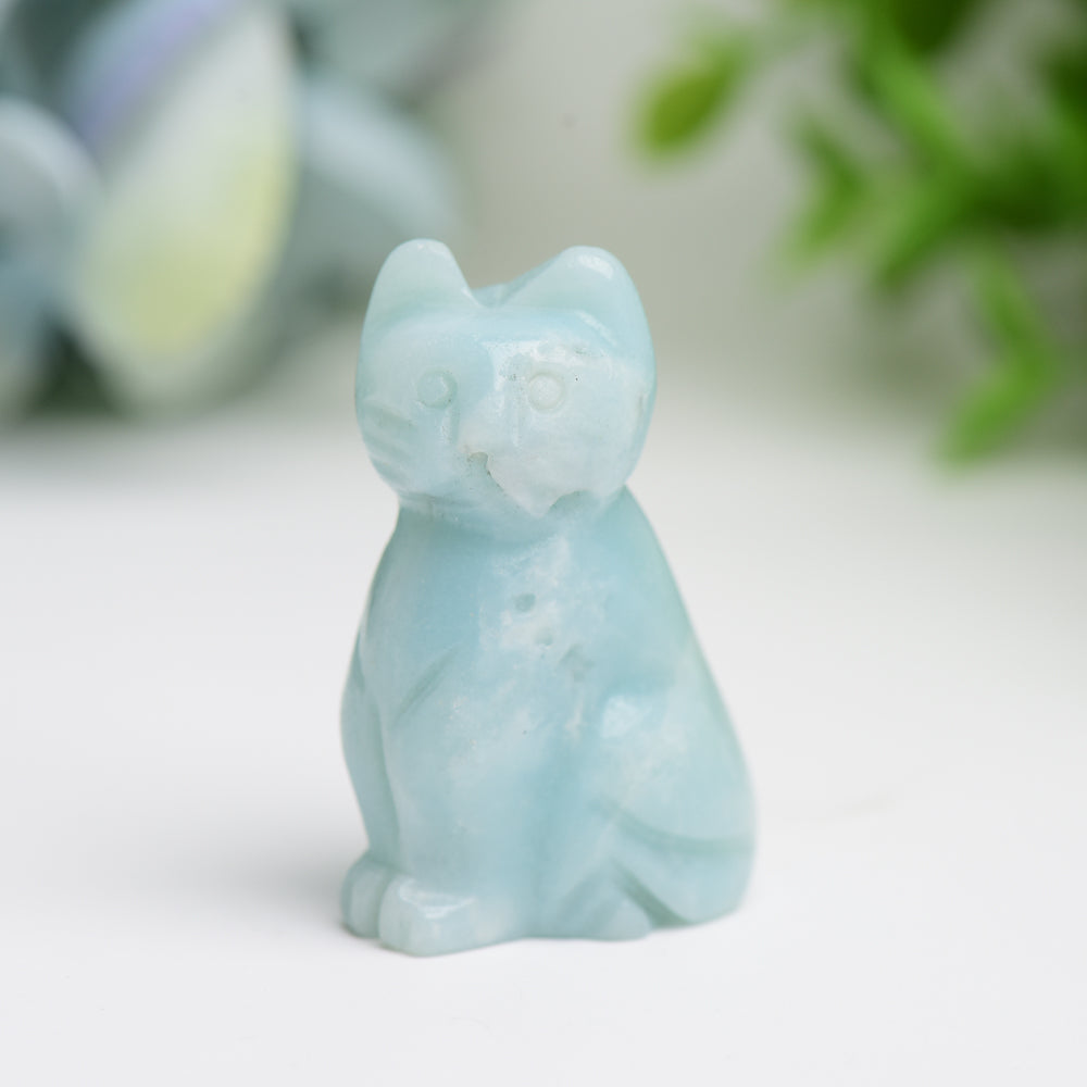 1.5" Mixed Crystal Cat Animal Crystal Carving
