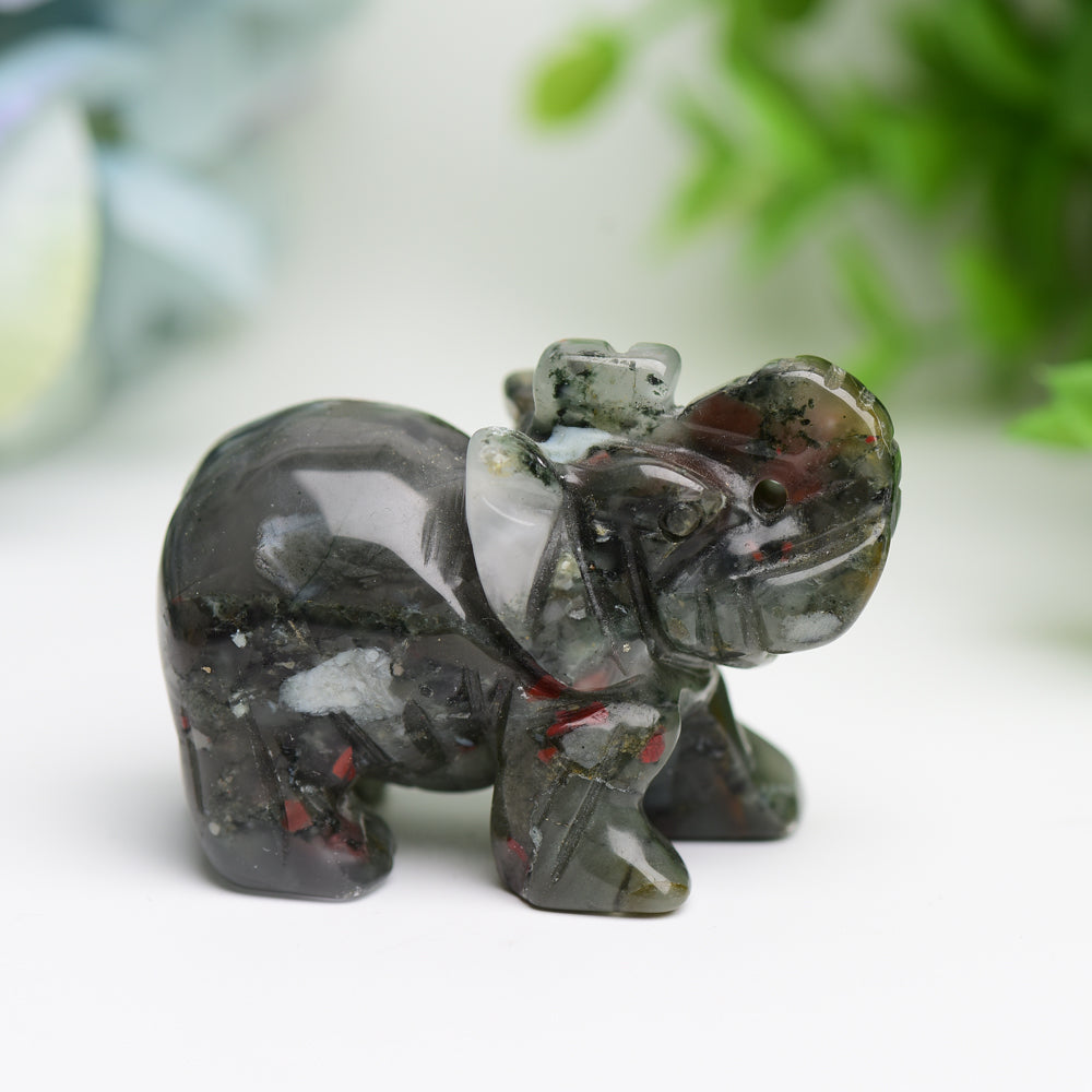 2.0" Mixed Crystal Elephant Animal Crystal Carving