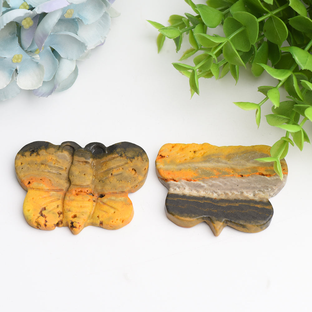 2.5" Bumble Bee Jasper Butterfly Crystal Carving Bulk Wholesale