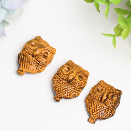 1.3" Yellow Tiger's Eye Owl Crytsal Carving Bulk Wholesale