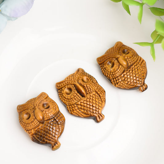 1.3" Yellow Tiger's Eye Owl Crytsal Carving Bulk Wholesale