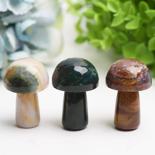 1.9" Ocean Jasper Mushroom Crystal Carving Bulk Wholesale