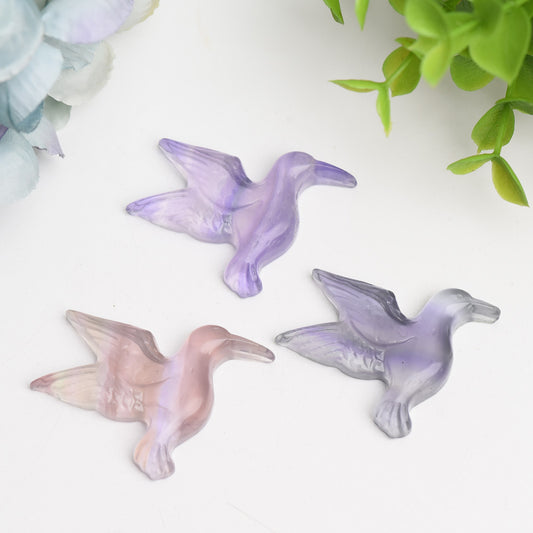 1.5" Fluorite Hummingbird Crystal Carving Bulk Wholesale