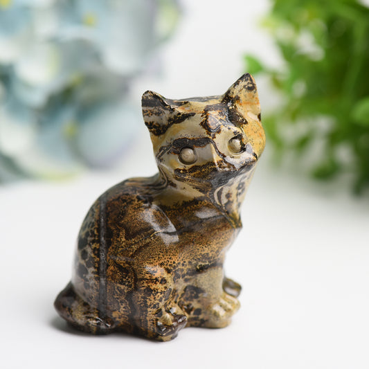 3.0" Picture Stone Cat Crystal Carving Bulk Wholesale