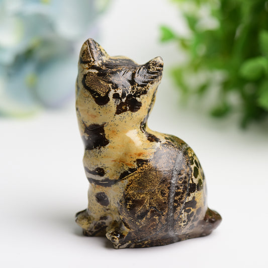 3.0" Picture Stone Cat Crystal Carving Bulk Wholesale