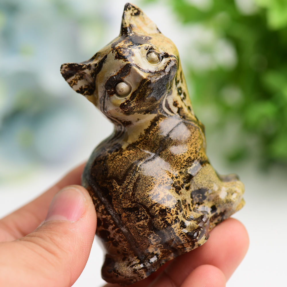 3.0" Picture Stone Cat Crystal Carving Bulk Wholesale