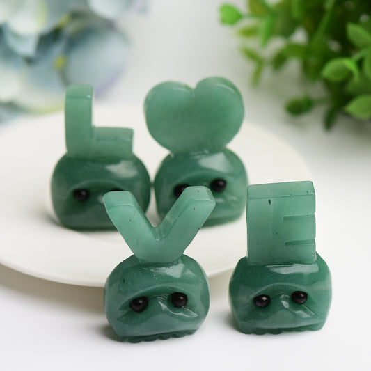 2.0" Green Aventurine Honey Calcite LOVE Letters Set Crystal Carving Bulk Wholesale