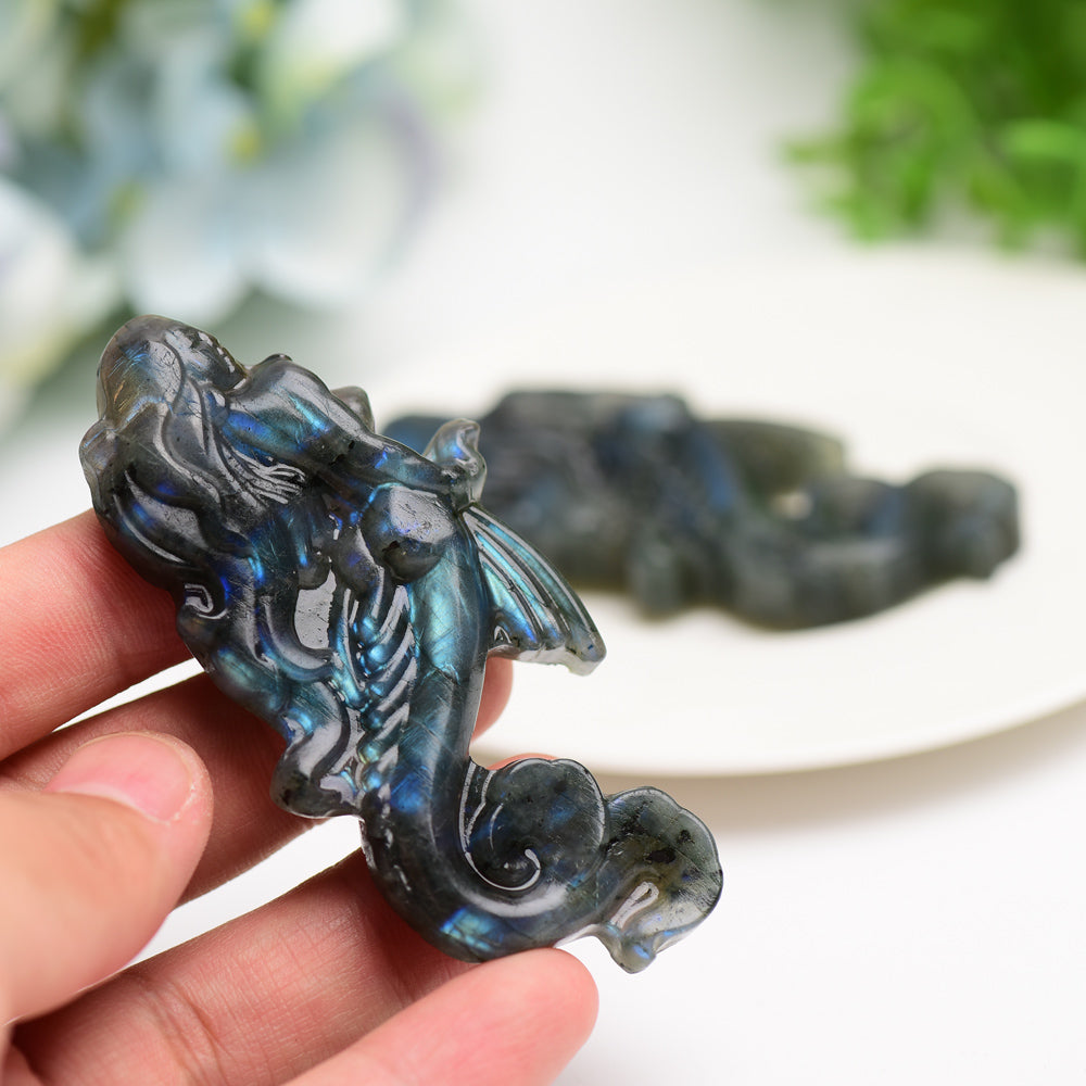 3.3" Labradorite Mermaid Crystal Carving Bulk Wholesale