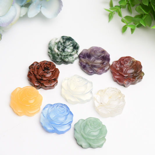 1.4" Mixed Crystal Rose Flower Carving Crystal Healing Bulk Wholesale