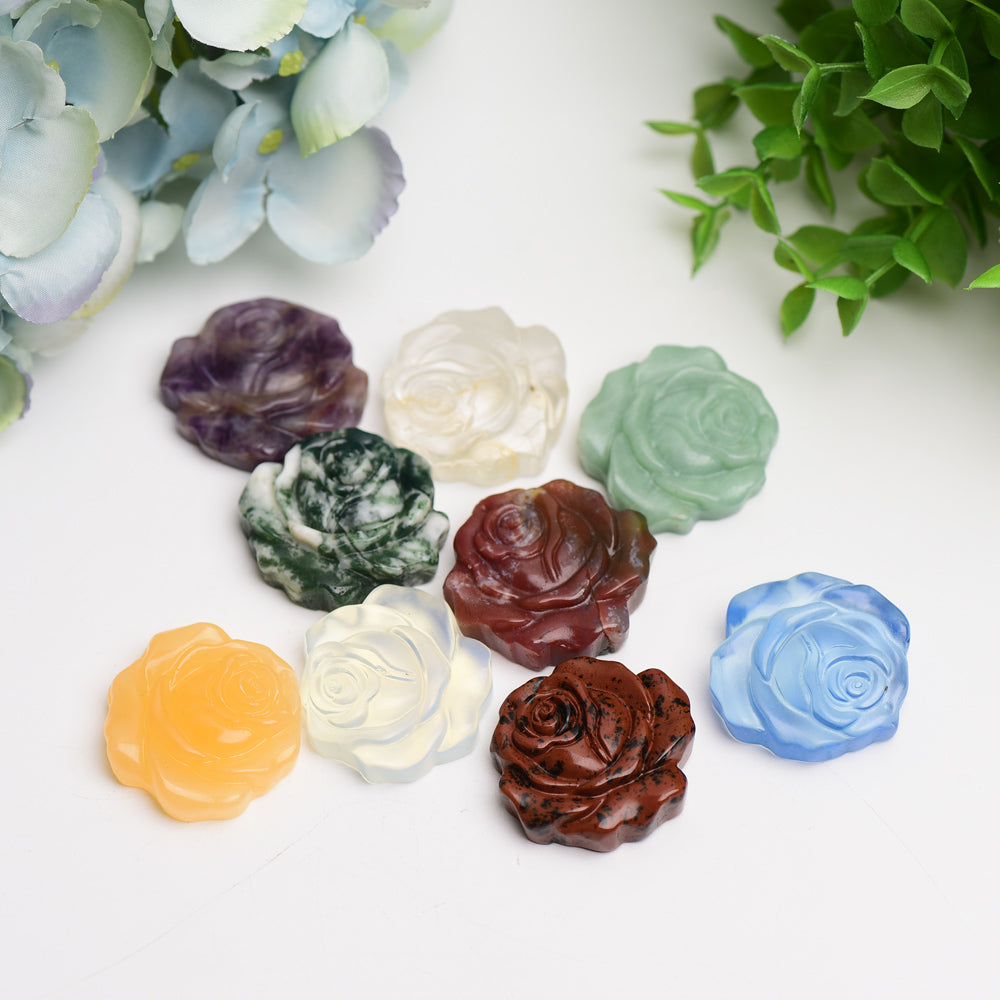 1.4" Mixed Crystal Rose Flower Carving Bulk Wholesale