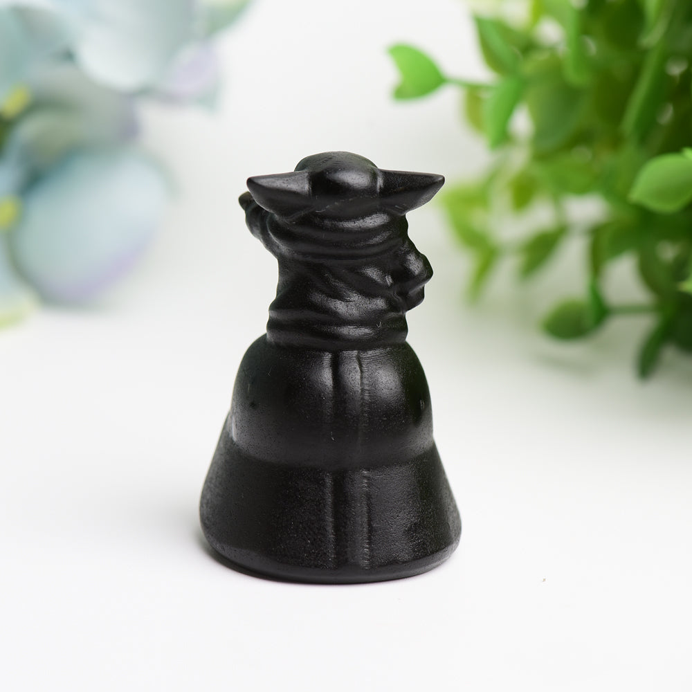 2.1" Black Obsidian Yoda Darth Vader Head Crystal Carving Crystal Healing Bulk Wholesale