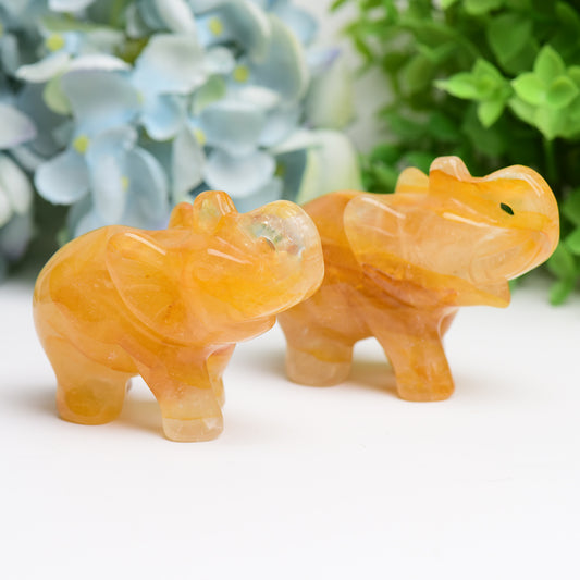 3.5" Golden Healer Elephant Animal Crystal Carving