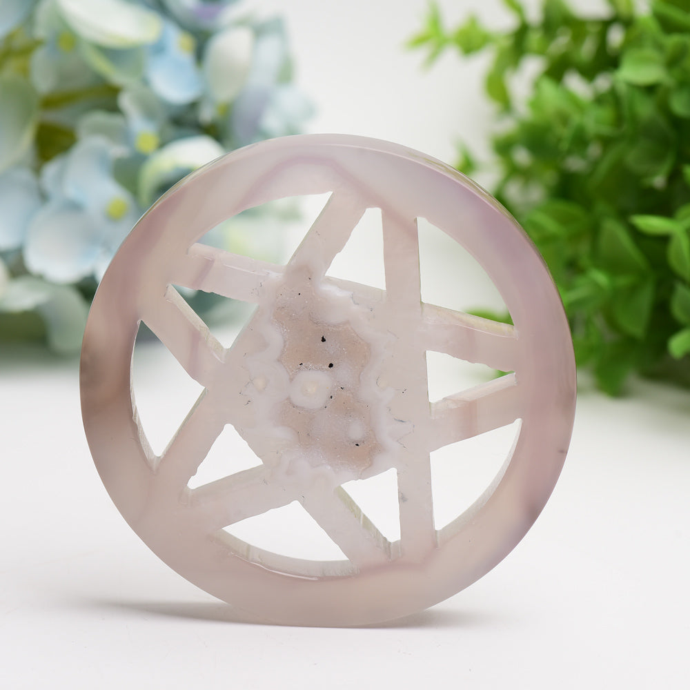 3.8" Druzy Agate Pentagram Star Crystal Carving Bulk Wholesale
