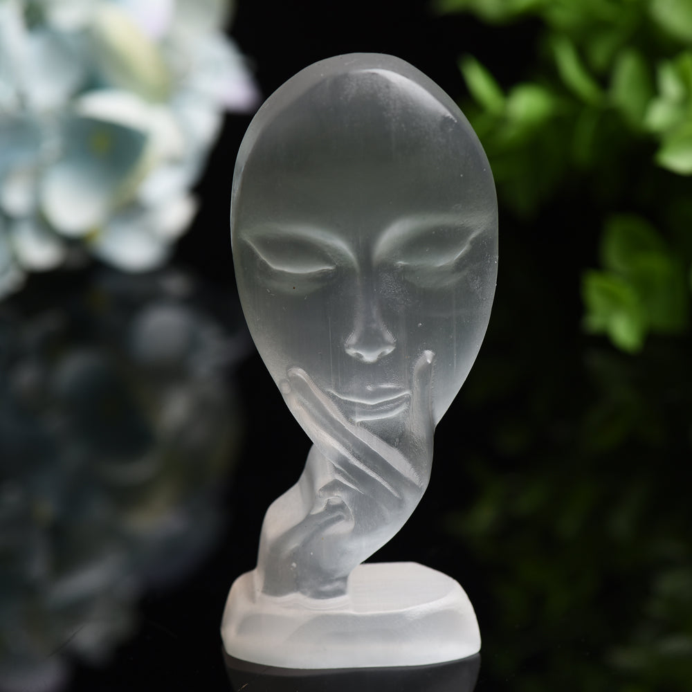 4.4" Selenite Lady Face Free Form