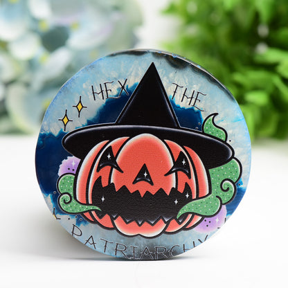3.0"-3.5" Agate Slab with Printing for Halloween Bulk Wholesale