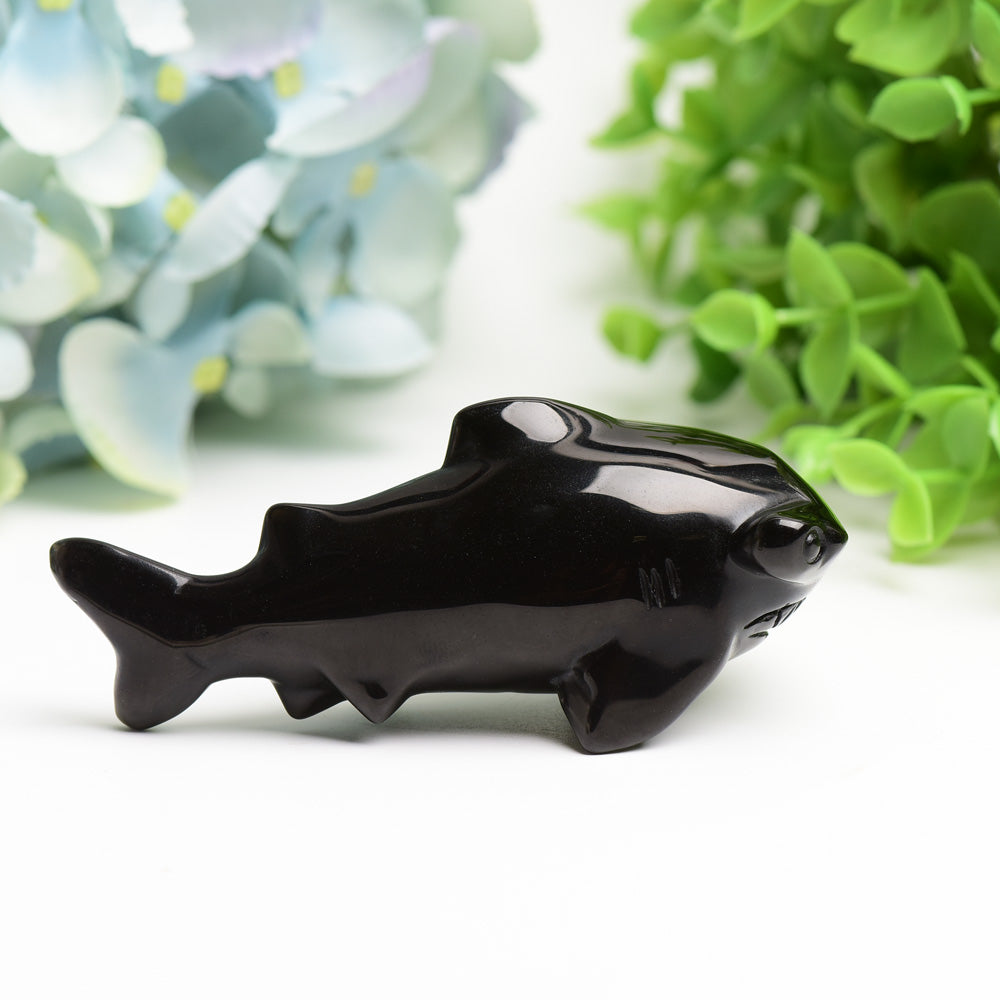 3.8" Black Obsidian Jaw Crystal Carving Bulk Wholesale