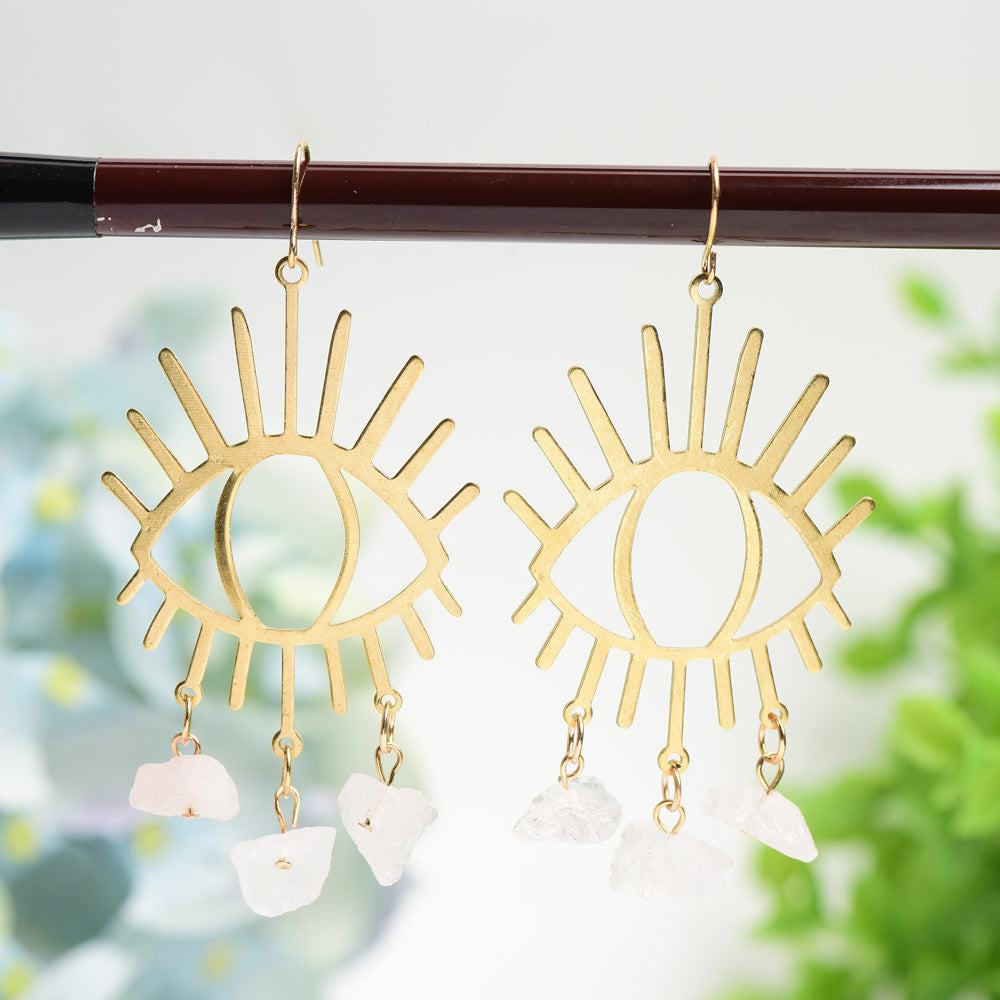 Eye Shape Design Earrings with Crystal Decor Bulk Wholesale