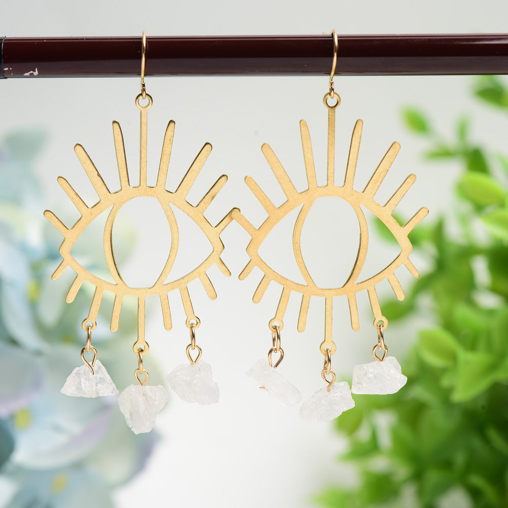 Eye Shape Design Earrings with Crystal Decor Bulk Wholesale