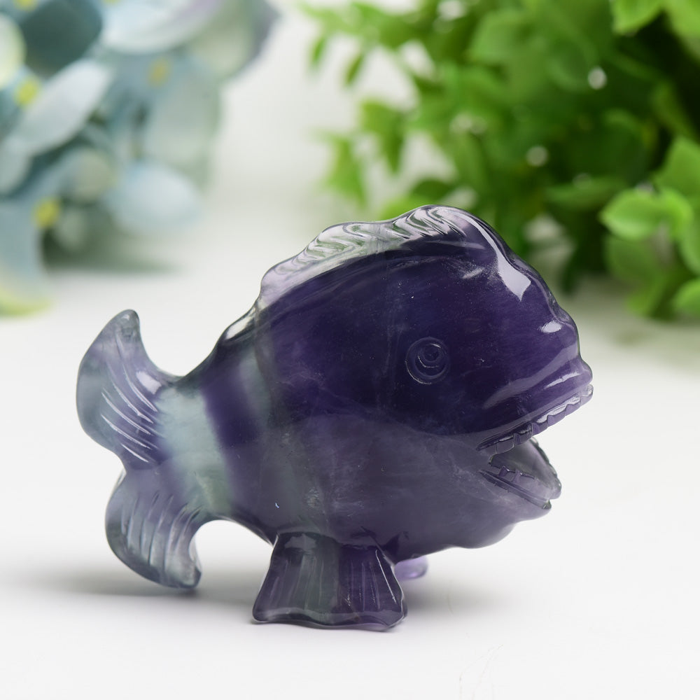 3.0" Fluorite Fish Carving Bulk Wholesale