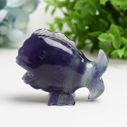 3.0" Fluorite Fish Carving Bulk Wholesale