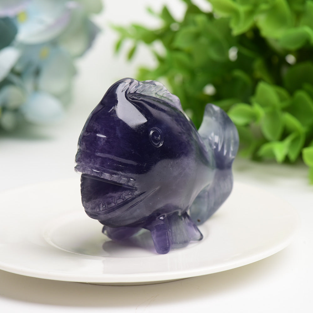 3.0" Fluorite Fish Carving Bulk Wholesale