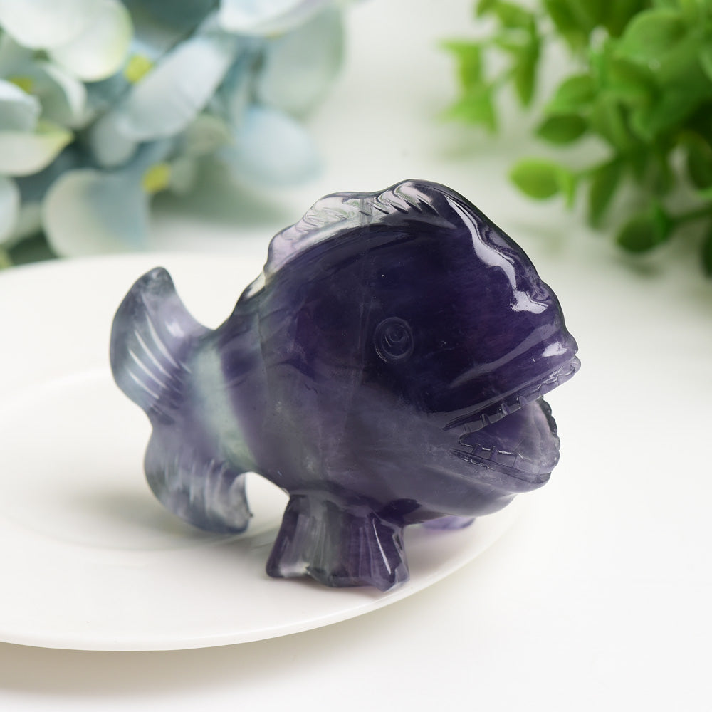 3.0" Fluorite Fish Carving Bulk Wholesale