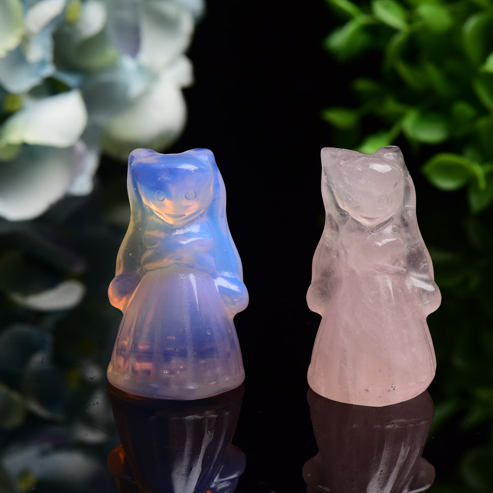 1.9" Rose Quartz Pink Opalite Sailor Moon Carving Bulk Wholesale