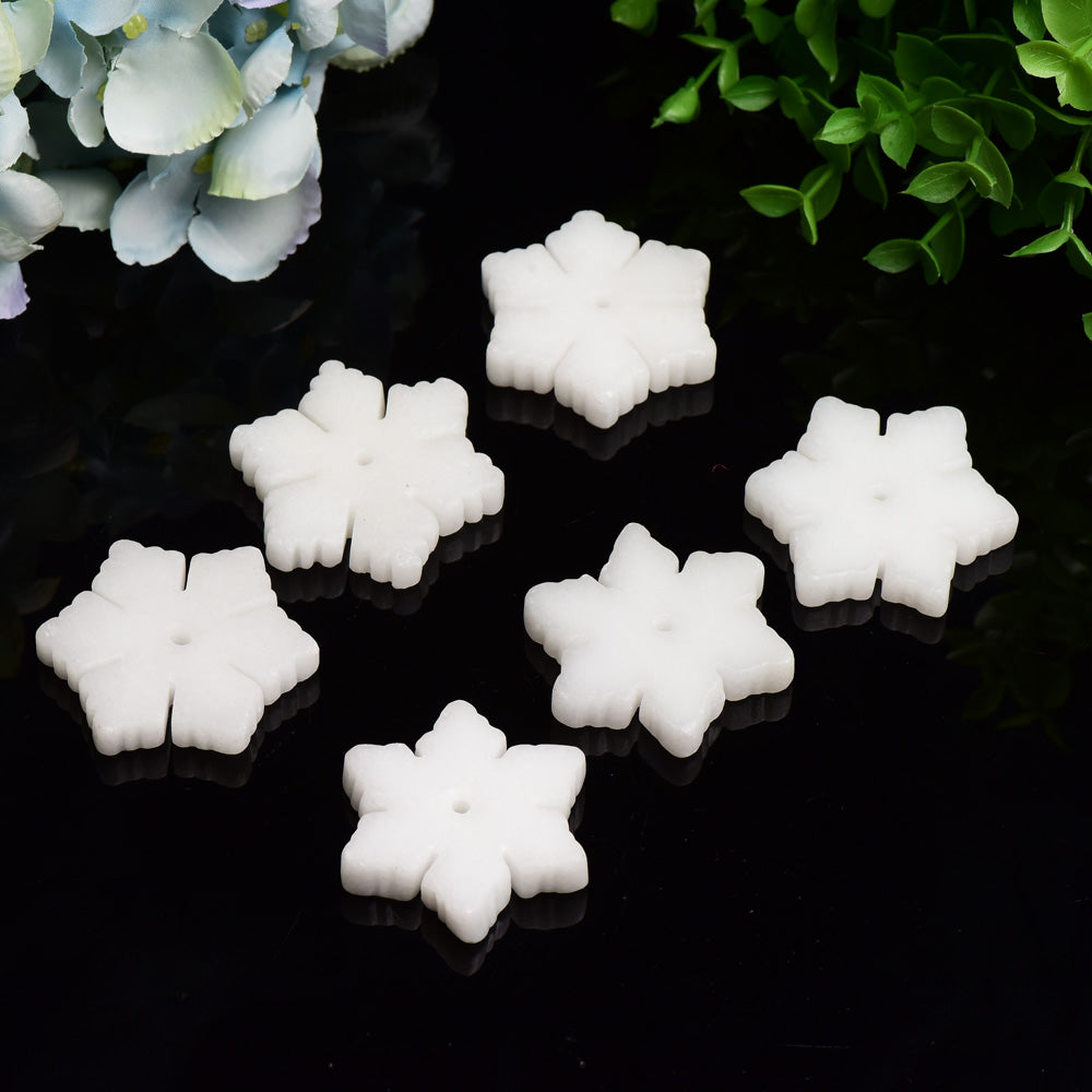 2.0" White Jade Snowflake Crystal Carving Crystal Healing Bulk Wholesale