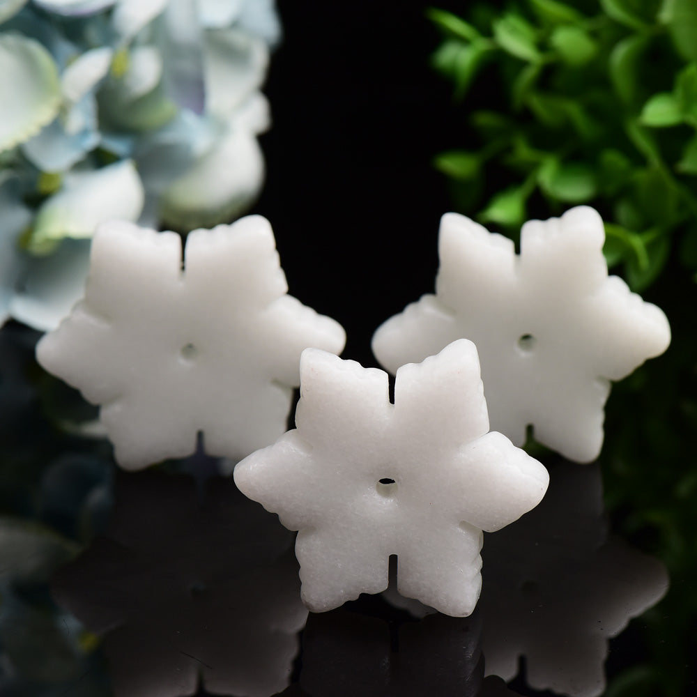 2.0" White Jade Snowflake Crystal Carving Bulk Wholesale