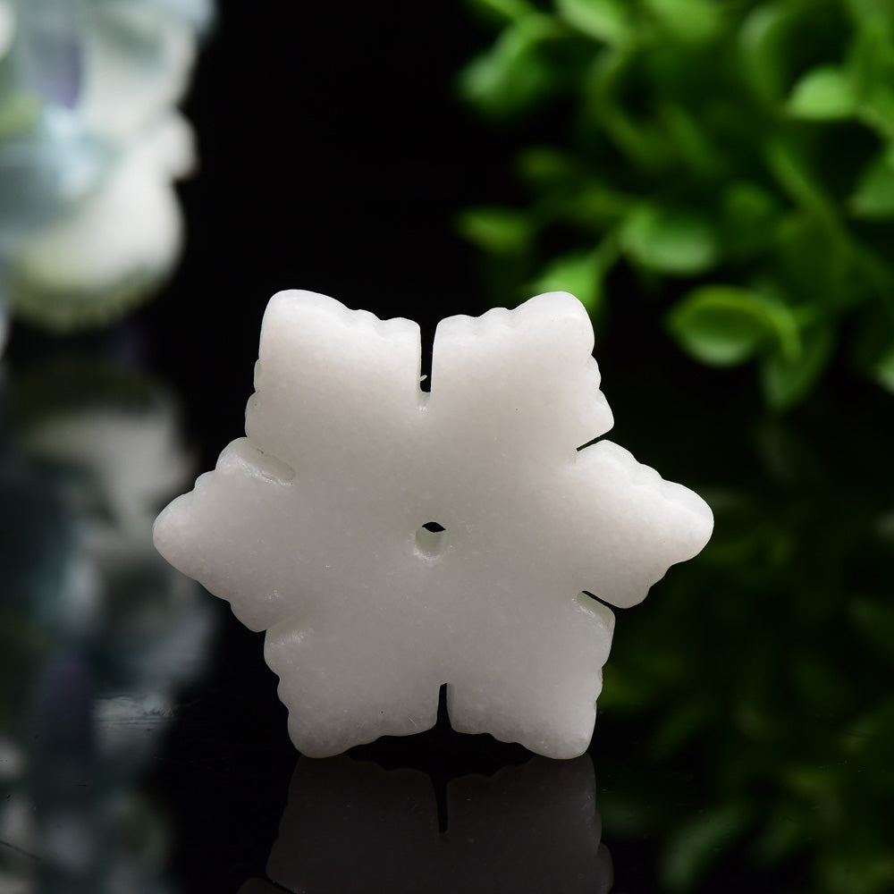 2.0" White Jade Snowflake Crystal Carving Crystal Healing Bulk Wholesale