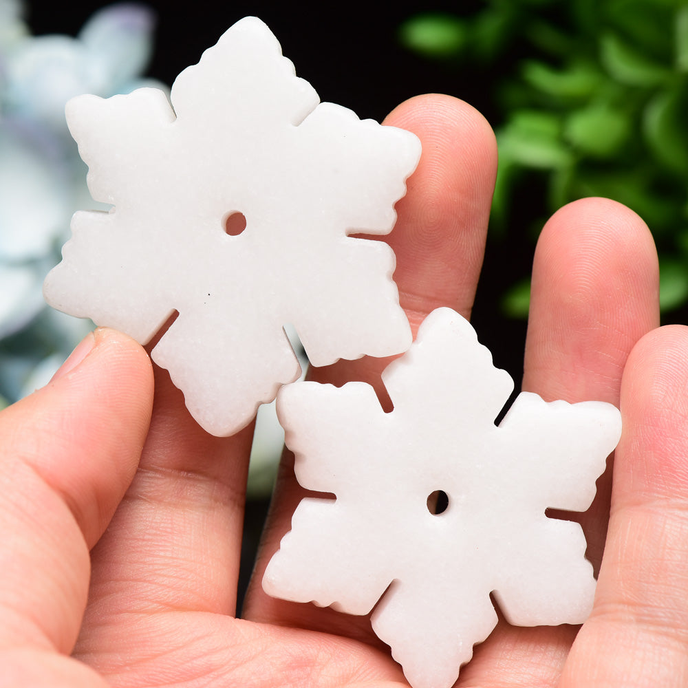 2.0" White Jade Snowflake Crystal Carving Bulk Wholesale