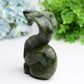 5.5" Green Jade Cobra Snake Crystal Carving Free Form Bulk Wholesale