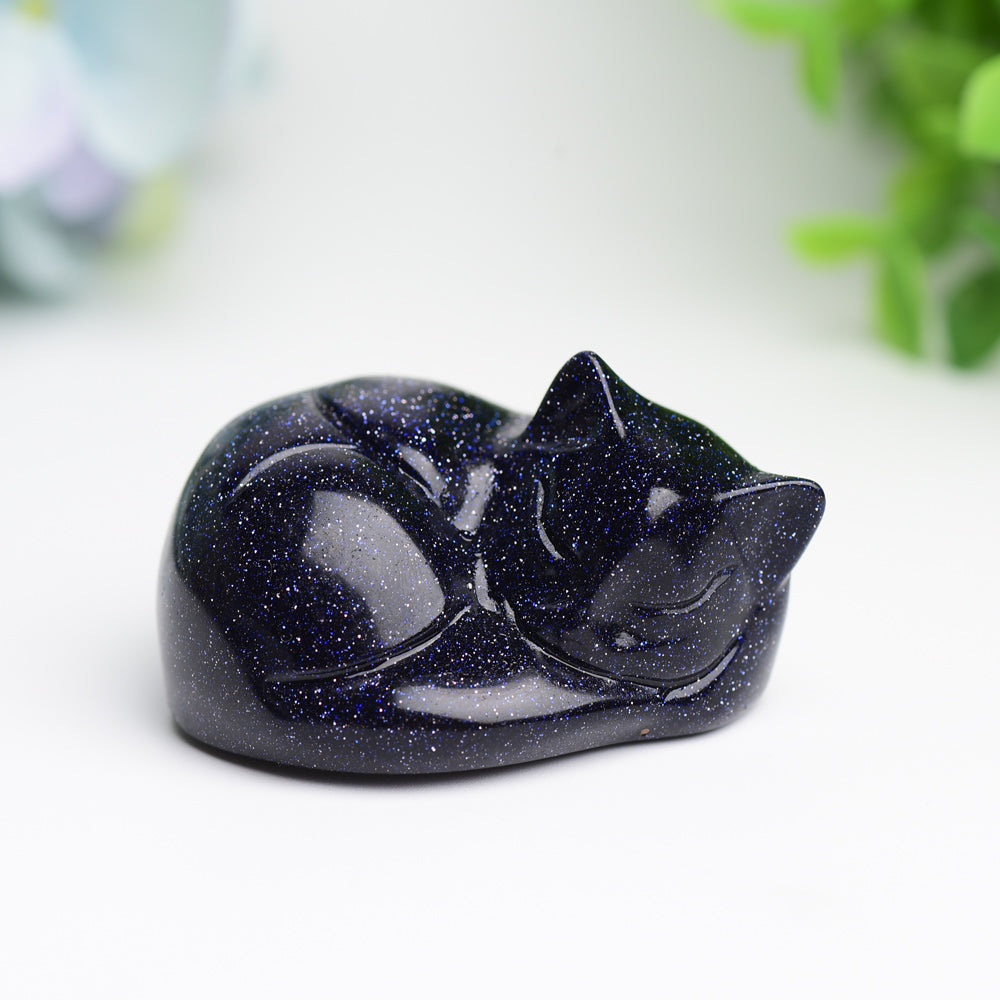 2.1" Sleeping Cat Crystal Carvings