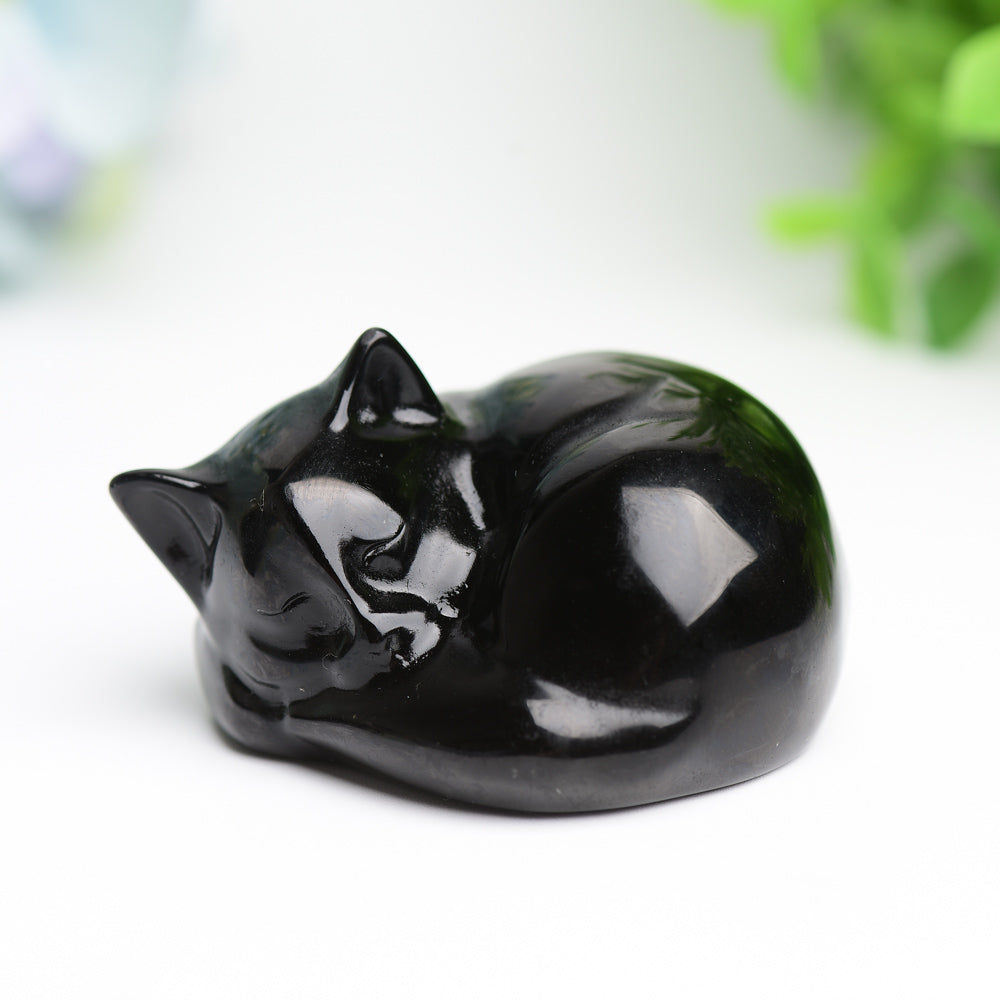 2.1" Sleeping Cat Crystal Carvings