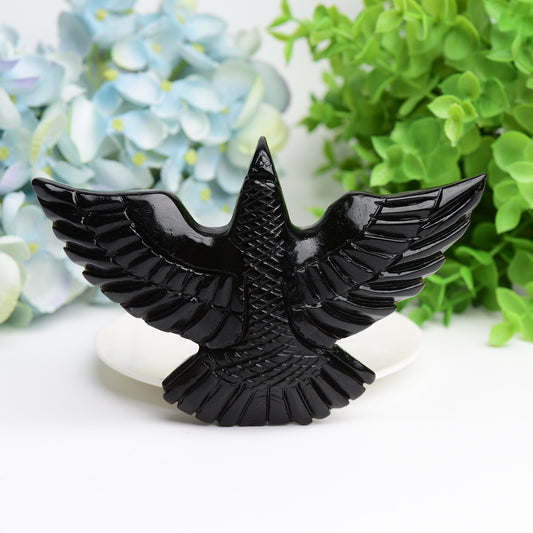 6.0" Black Obsidian Bird Crystal Carving Bulk Wholesale