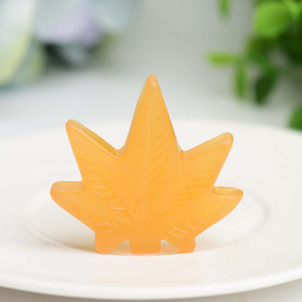 1.7" Mixed Crystal Maple Leaf Crystal Carving Bulk Wholesale
