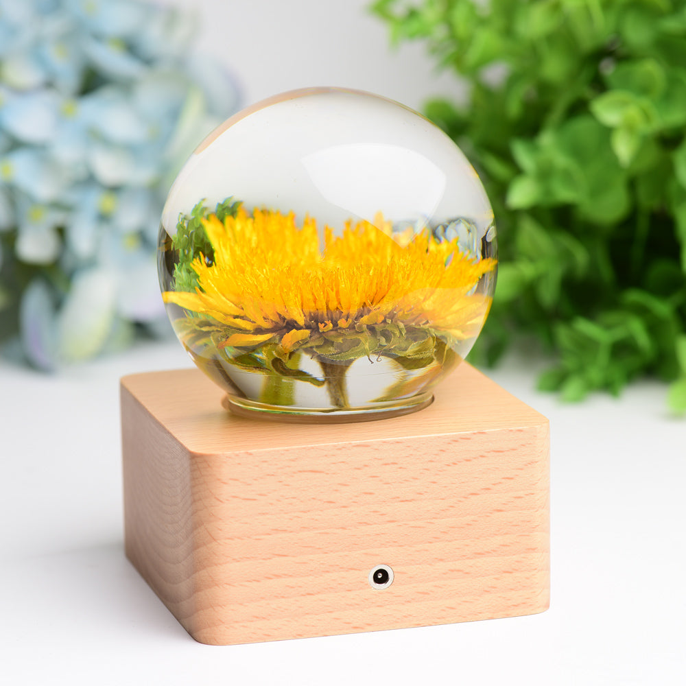 1 Set Resin Sphere with Sunflower Touch-sensitive Switch Lamp Free Form for Bulk Wholesale