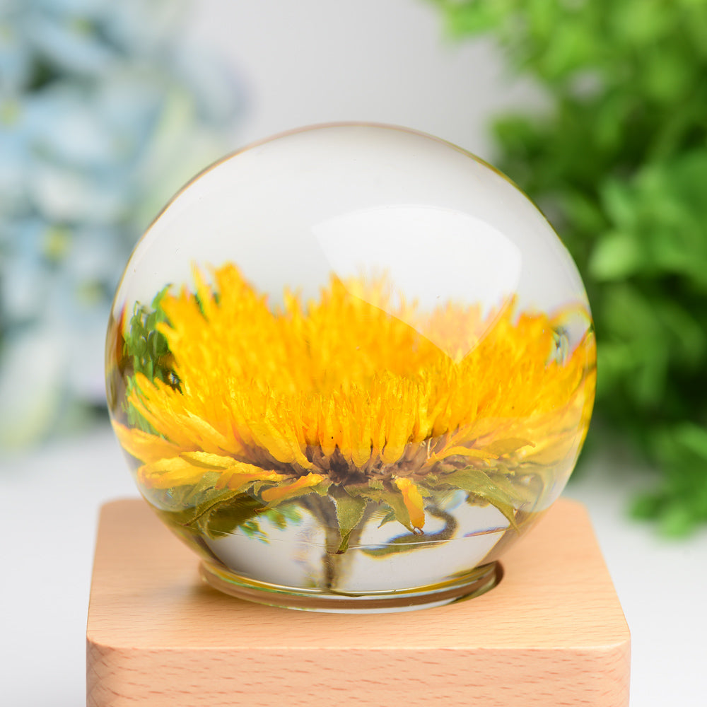 1 Set Resin Sphere with Sunflower Touch-sensitive Switch Lamp Free Form for Bulk Wholesale