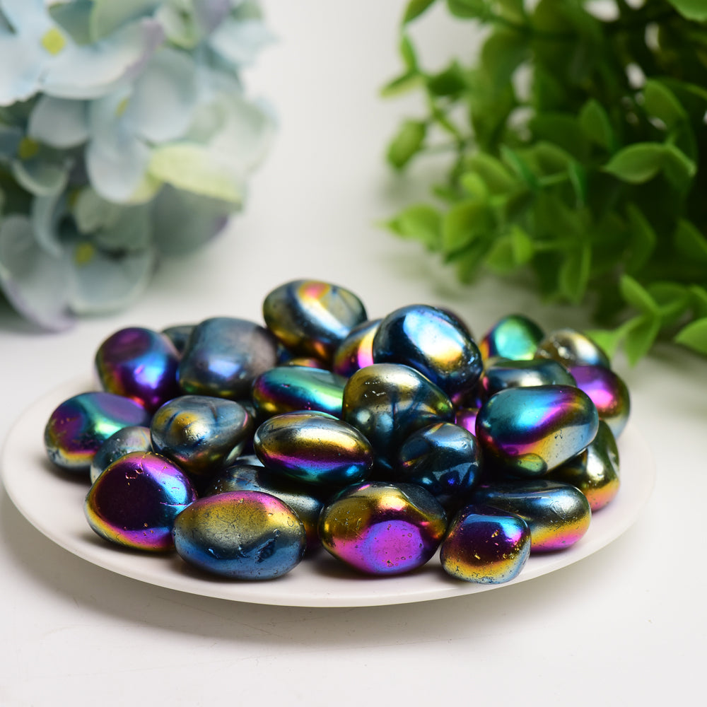 20-30mm Aura Dark Rainbow Crystal Tumbles Bulk Wholesale