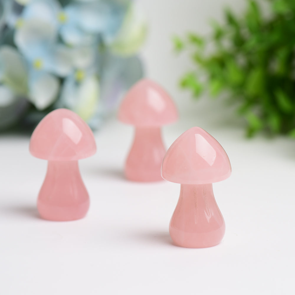 2.0" Rose Quartz Mushroom Crystal Carving Bulk Wholesale