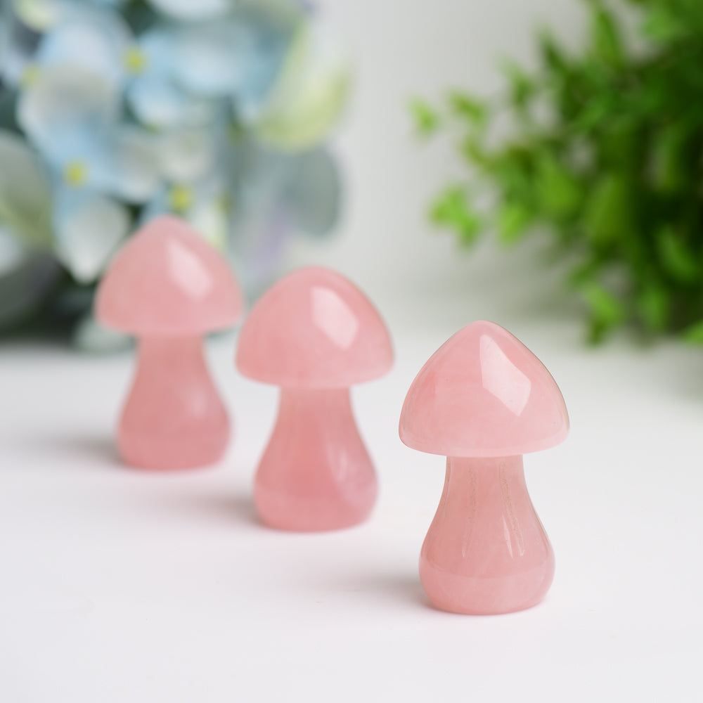2.0" Rose Quartz Mushroom Crystal Carving Bulk Wholesale