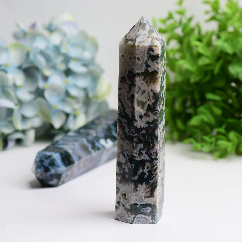 6.0" Moss Agate Crystal Tower Bulk Wholesale