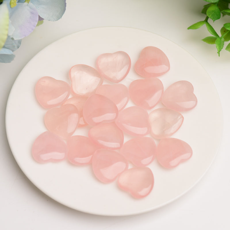 0.8" Mini Rose Quartz Heart Crystal Carving Bulk Wholesale