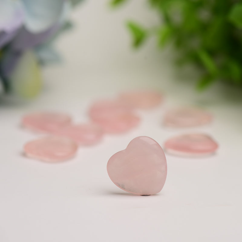 0.8" Mini Rose Quartz Heart Crystal Carving Bulk Wholesale