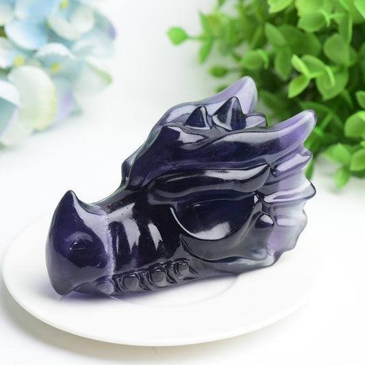 4.0" Fluorite Dragon Head Carving Bulk Wholesale