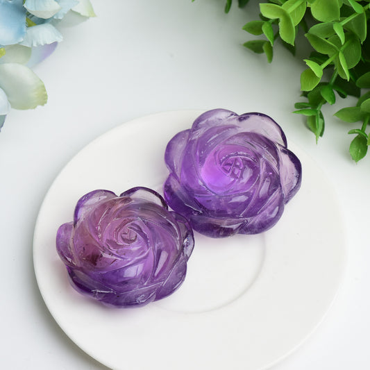 2.1" Amethyst Rose Flower Crystal Carving Crystal Healing Bulk Wholesale