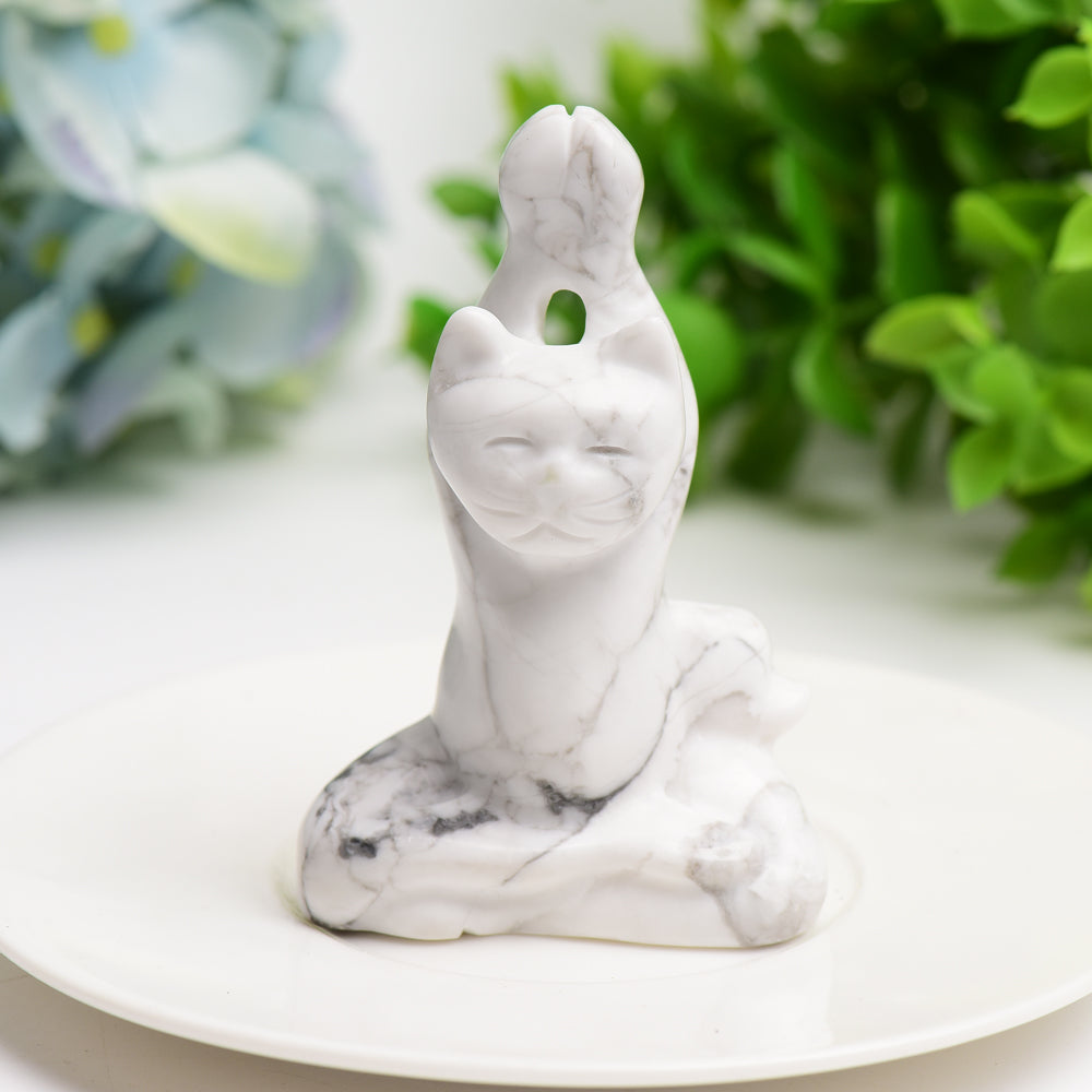 3.0" Mixed Crystal Yoga Cat Crystal Carving Bulk Wholesale